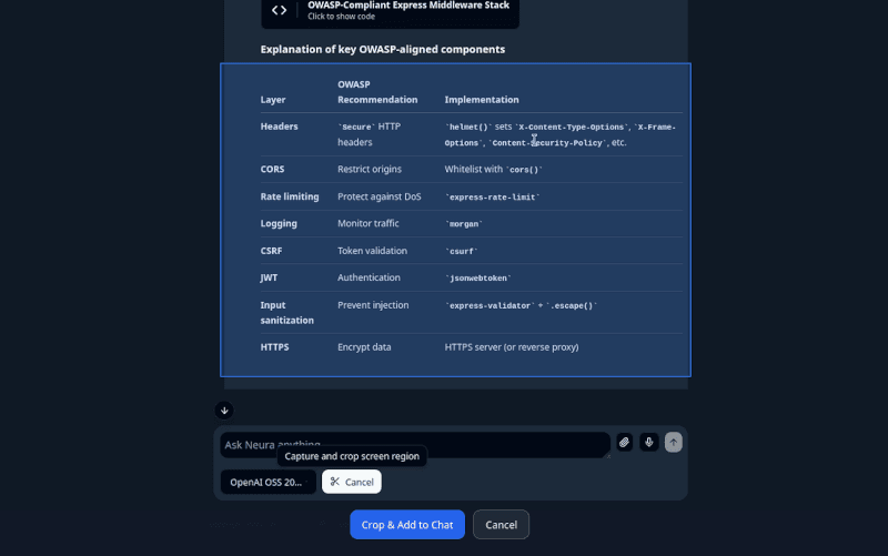 Crop and Talk Feature